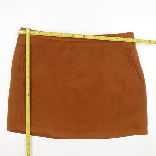 George Women Brown Short Pencil Skirt Size 20 Lined Zip Workwear