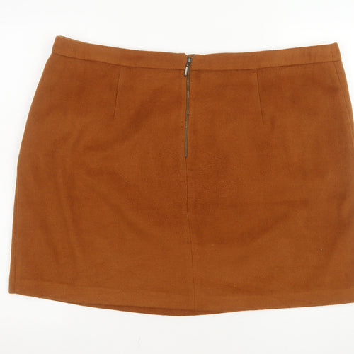 George Women Brown Short Pencil Skirt Size 20 Lined Zip Workwear