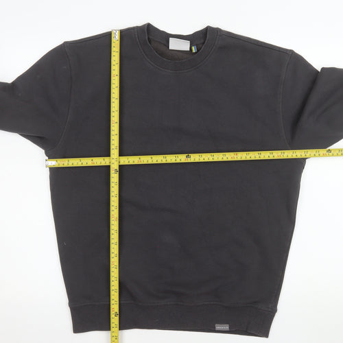 Larsson & Co Men's Black Crew Neck Cotton Blend Pullover Sweatshirt S