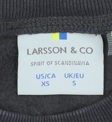 Larsson & Co Men's Black Crew Neck Cotton Blend Pullover Sweatshirt S
