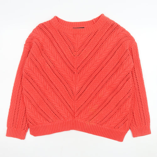 George Women’s Coral Open Knit Cotton Blend Jumper Size 20