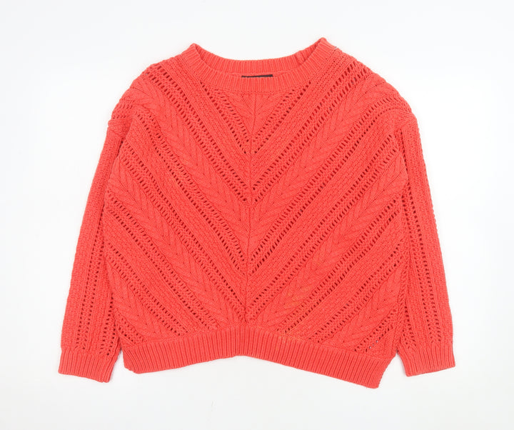 George Women’s Coral Open Knit Cotton Blend Jumper Size 20