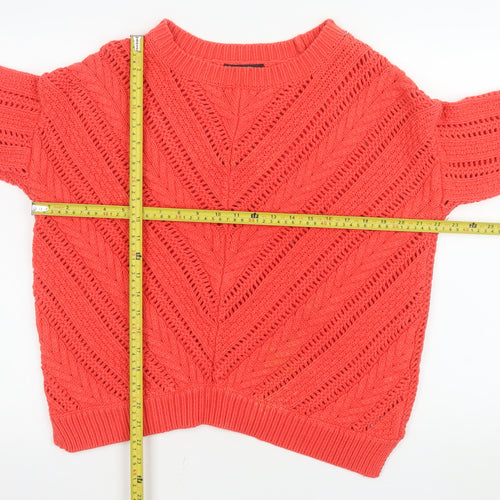 George Women’s Coral Open Knit Cotton Blend Jumper Size 20