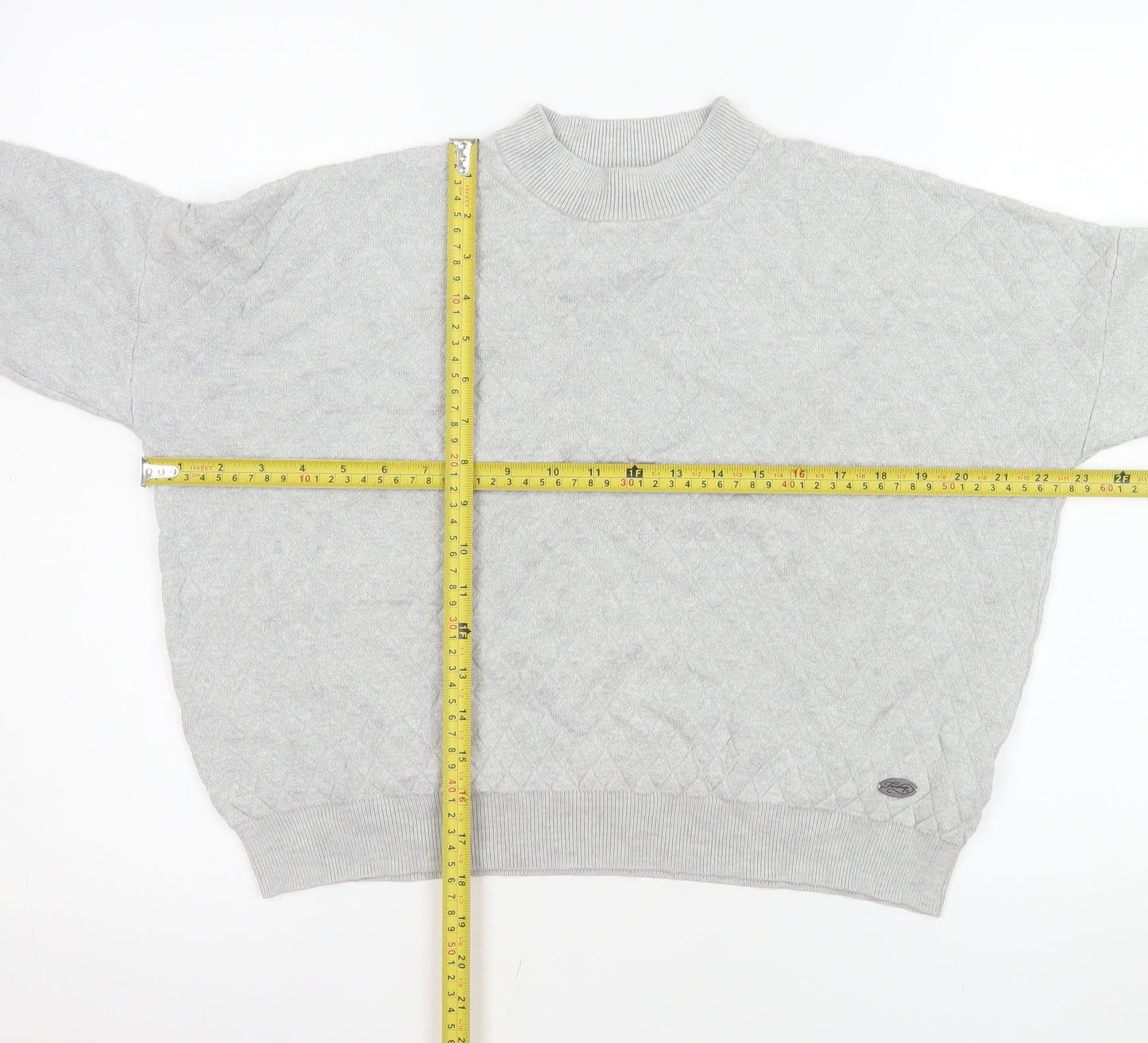 Firetrap Women Grey Quilted Button Sleeve Pullover Sweatshirt Size 8