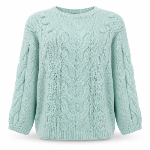 F&F Women’s Green Cable-Knit Jumper Size 16 Crew Neck Knitwear