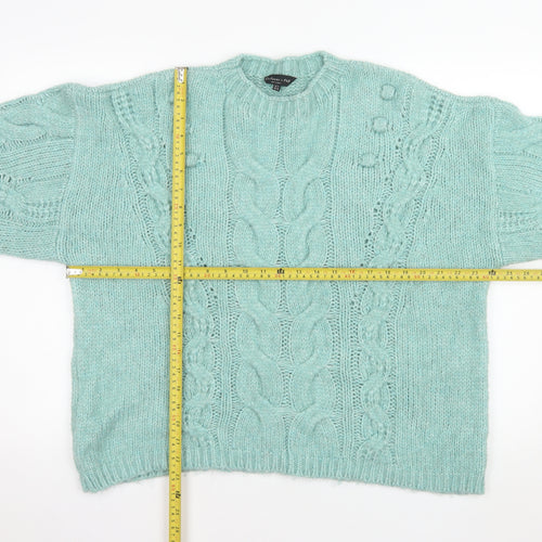 F&F Women’s Green Cable-Knit Jumper Size 16 Crew Neck Knitwear