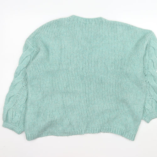 F&F Women’s Green Cable-Knit Jumper Size 16 Crew Neck Knitwear
