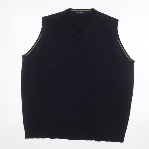 James Pringle Men's Black Acrylic V-Neck Sleeveless Vest L