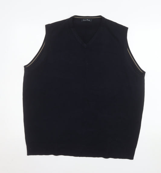 James Pringle Men's Black Acrylic V-Neck Sleeveless Vest L