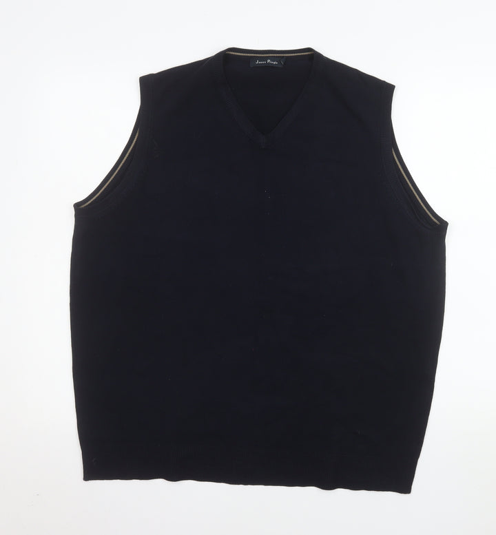 James Pringle Men's Black Acrylic V-Neck Sleeveless Vest L