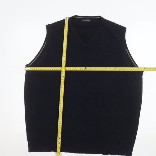 James Pringle Men's Black Acrylic V-Neck Sleeveless Vest L