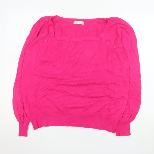 Marks and Spencer Women’s Hot Pink Knit Long Sleeve Blouse UK 20
