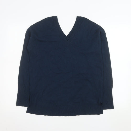Jigsaw Women's Blue Wool V-Neck Jumper XS Long Sleeve Knitwear
