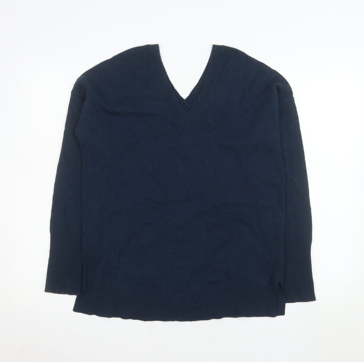 Jigsaw Women's Blue Wool V-Neck Jumper XS Long Sleeve Knitwear