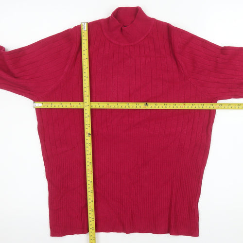 Marks and Spencer Women's Red Roll Neck Ribbed Knit Jumper Size 18