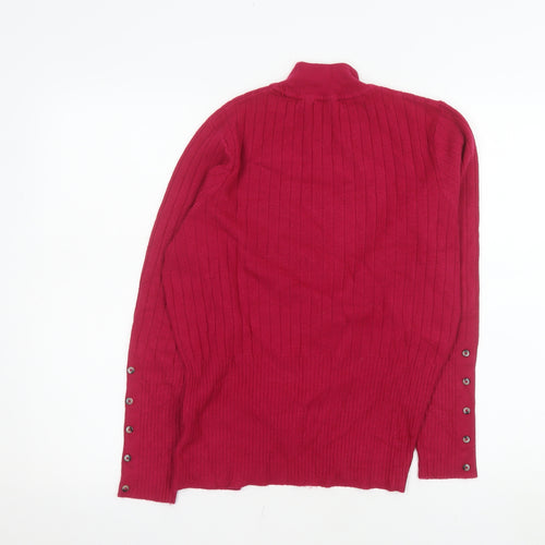 Marks and Spencer Women's Red Roll Neck Ribbed Knit Jumper Size 18