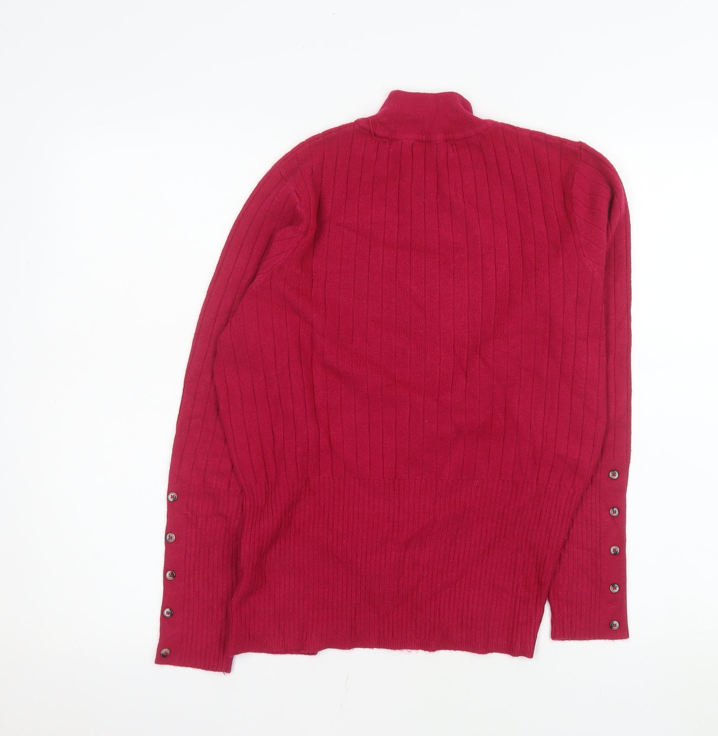 Marks and Spencer Women's Red Roll Neck Ribbed Knit Jumper Size 18
