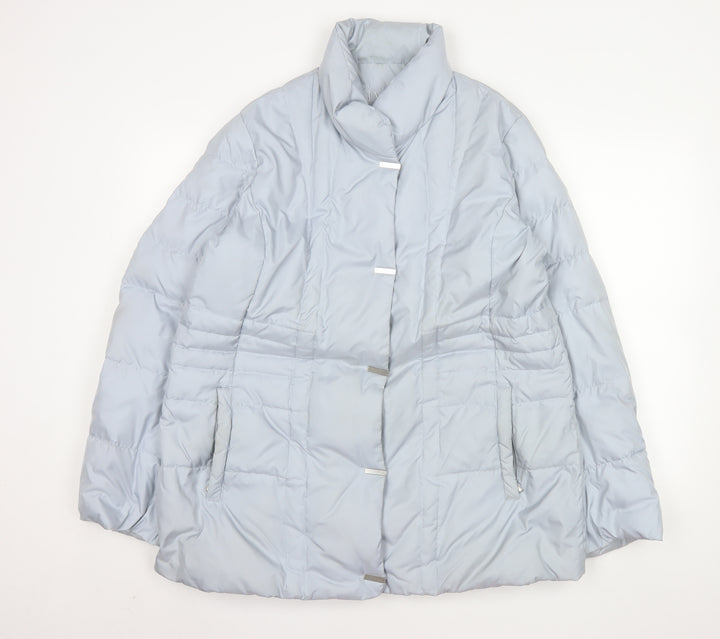 Viyella Women's Grey L Puffer Jacket Mid-Length Quilted Winter Coat
