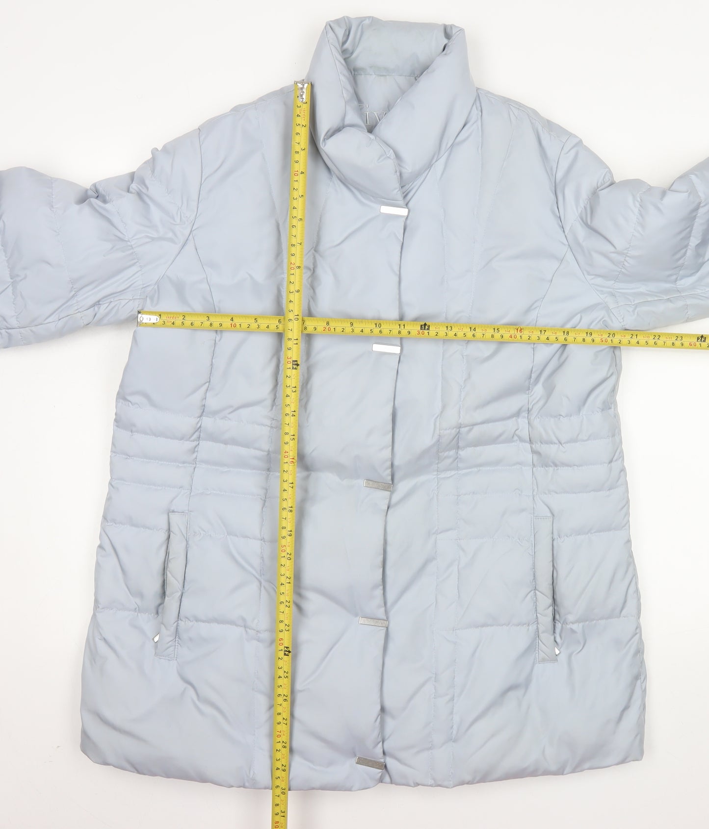 Viyella Women's Grey L Puffer Jacket Mid-Length Quilted Winter Coat