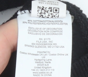 FILA Men's Black Pullover Hoodie Small Regular Fit Fleece