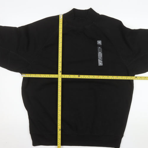 Pull&Bear Men's Black Medium Pullover Sweatshirt Crew Neck