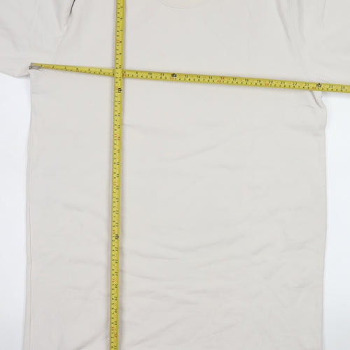 COS Women Ivory Cotton Long Sleeve T-Shirt Dress Size 14