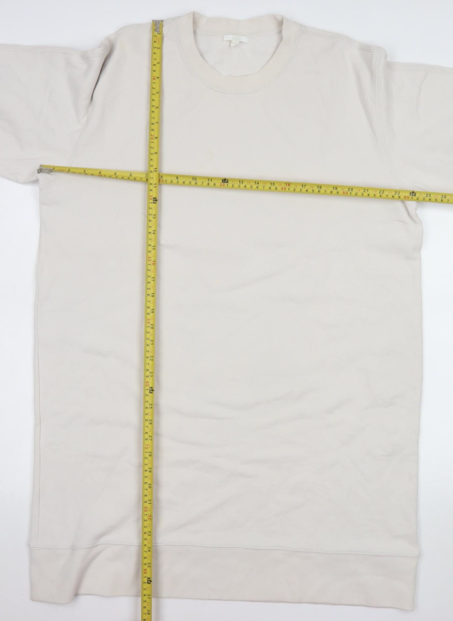 COS Women Ivory Cotton Long Sleeve T-Shirt Dress Size 14