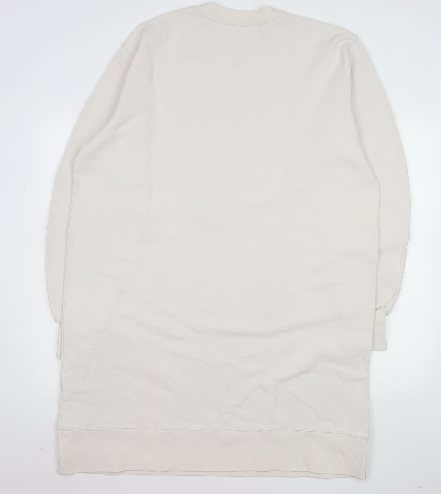 COS Women Ivory Cotton Long Sleeve T-Shirt Dress Size 14