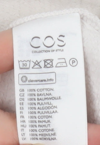COS Women Ivory Cotton Long Sleeve T-Shirt Dress Size 14