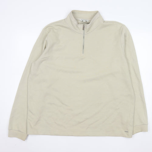 Marks and Spencer Men’s Beige 2XL 1/4 Zip Mock Neck Sweatshirt