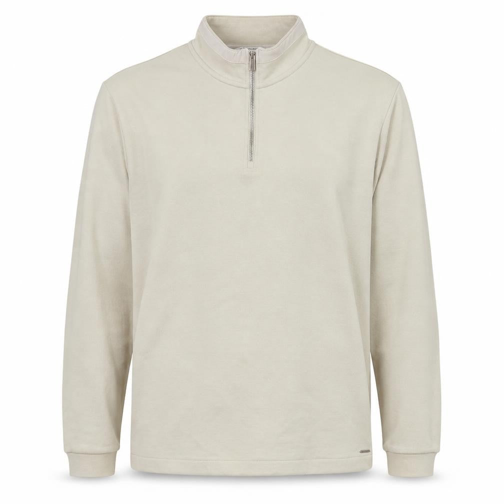 Front view of Marks & Spencer Men’s Beige 2XL 1/4 Zip Mock Neck Sweatshirt