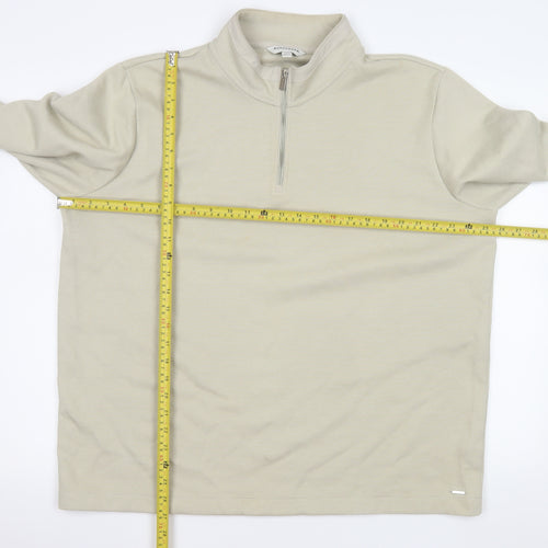 Marks and Spencer Men’s Beige 2XL 1/4 Zip Mock Neck Sweatshirt