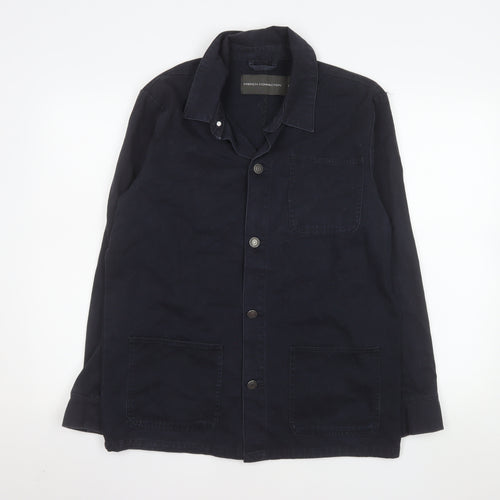 French Connection Men's Blue Cotton Button-Up Jacket M