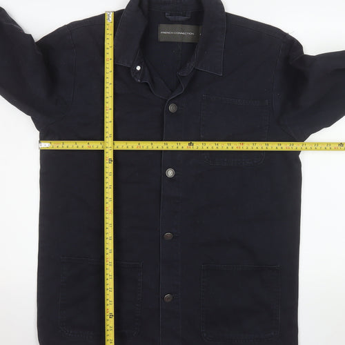 French Connection Men's Blue Cotton Button-Up Jacket M