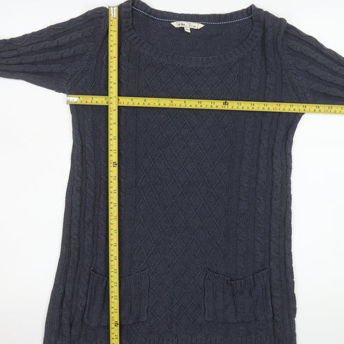 Fat Face Womens Blue Cotton Cable Knit Long Sleeve Jumper Size 12