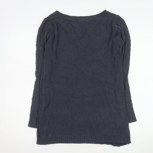 Fat Face Womens Blue Cotton Cable Knit Long Sleeve Jumper Size 12