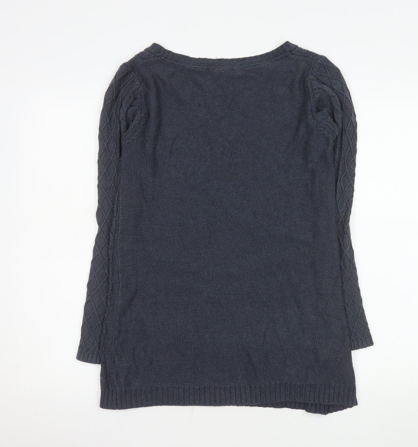 Fat Face Womens Blue Cotton Cable Knit Long Sleeve Jumper Size 12