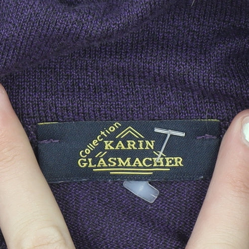 Karin Glasmacher Women's Purple Roll Neck Knit Jumper Size 14
