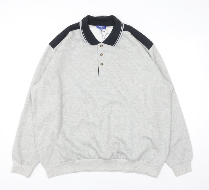 Premier Man Mens Grey Collared XL Henley Sweatshirt