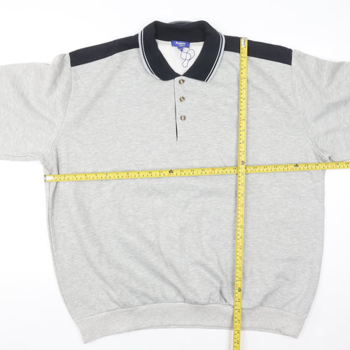 Premier Man Mens Grey Collared XL Henley Sweatshirt