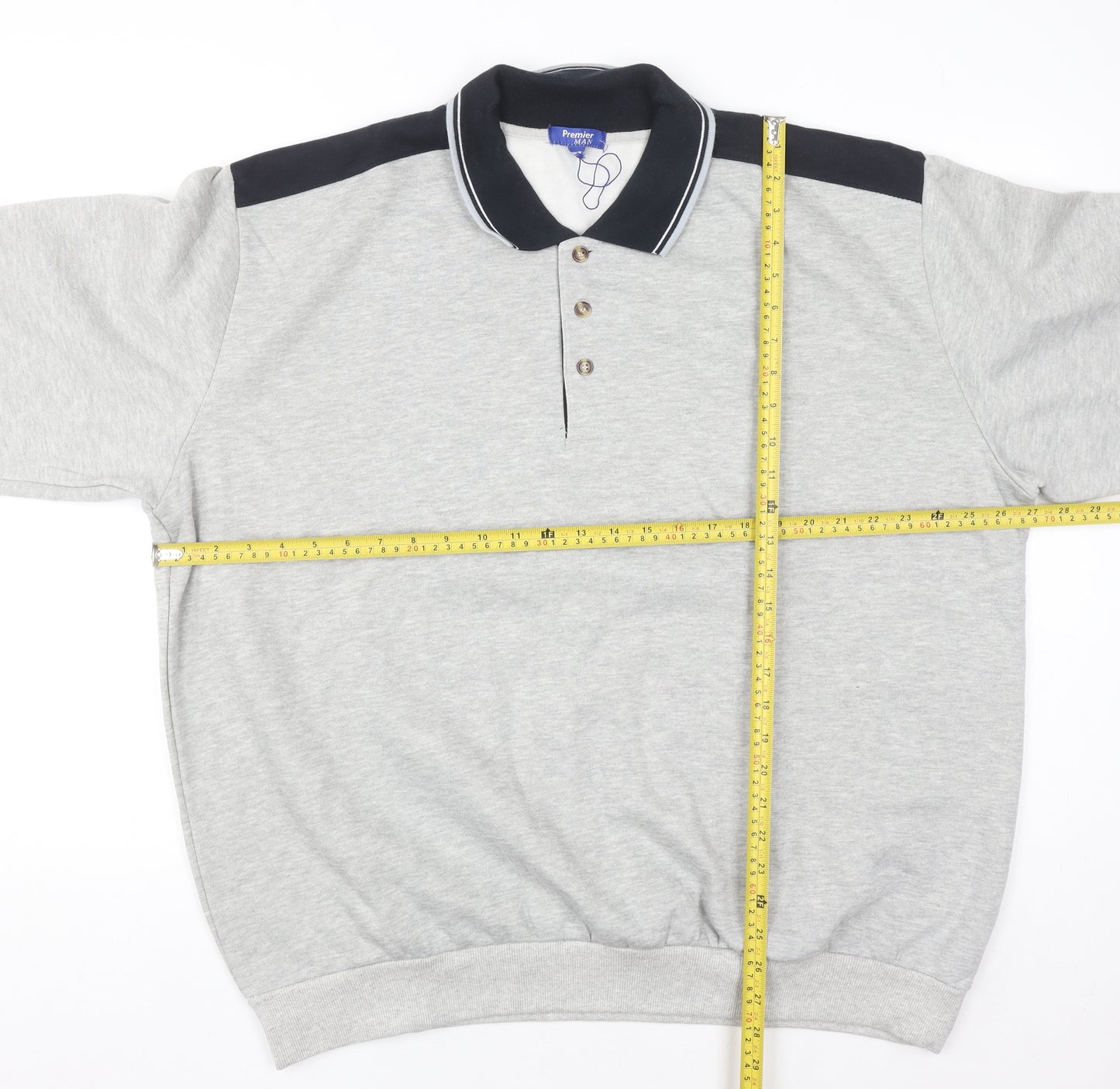 Premier Man Mens Grey Collared XL Henley Sweatshirt