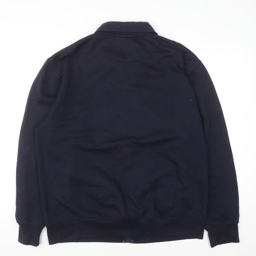 Cavallo Men's Blue Full Zip Collared Striped Sweatshirt XL