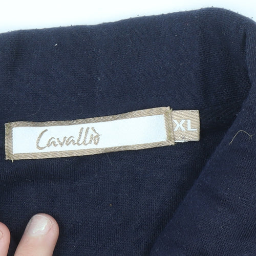 Cavallo Men's Blue Full Zip Collared Striped Sweatshirt XL