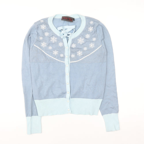 Voodoo Vixen Women's Blue Snowflake Embroidered Cardigan L