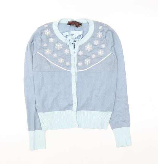 Voodoo Vixen Women's Blue Snowflake Embroidered Cardigan L