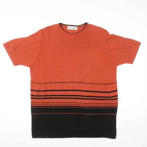 Berkertex Womens Orange Black Striped Knit T-Shirt Size 16