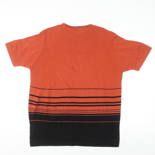 Berkertex Womens Orange Black Striped Knit T-Shirt Size 16