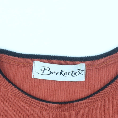 Berkertex Womens Orange Black Striped Knit T-Shirt Size 16