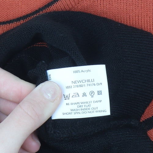 Berkertex Womens Orange Black Striped Knit T-Shirt Size 16