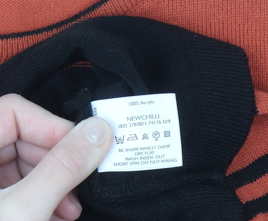 Berkertex Womens Orange Black Striped Knit T-Shirt Size 16